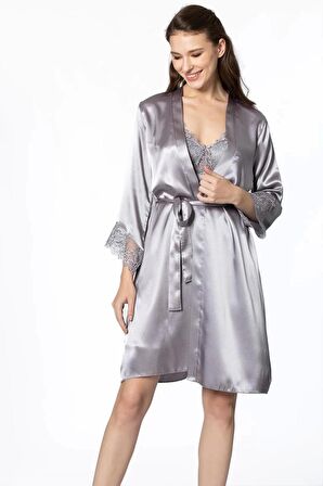 Pierre Cardin 6'lı Saten Gecelik Sabahlık Takım Çeyiz Seti 6040 - Royal