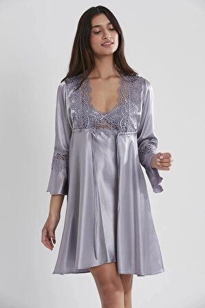 Pierre Cardin 6'lı Saten Gecelik Sabahlık Takım Çeyiz Seti 6325 - Royal