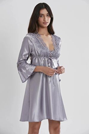Pierre Cardin 6'lı Saten Gecelik Sabahlık Takım Çeyiz Seti 6325 - Royal