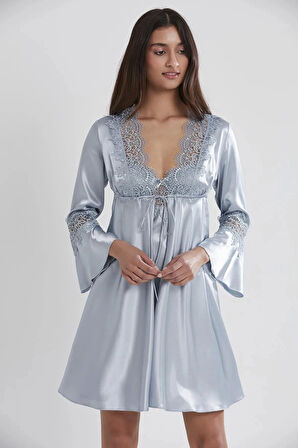 Pierre Cardin 6'lı Saten Gecelik Sabahlık Takım Çeyiz Seti 6325 - Mist