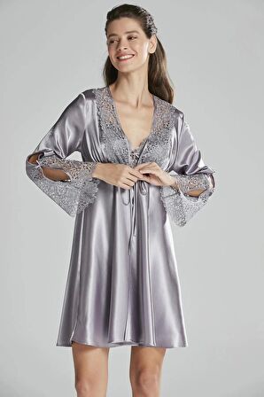 Pierre Cardin 6'lı Saten Gecelik Sabahlık Takım Çeyiz Seti 6625 - Royal