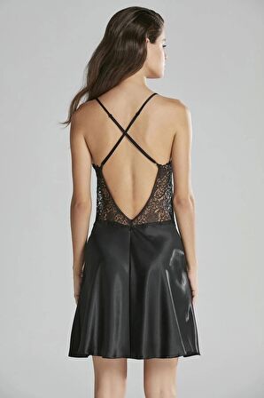 Pierre Cardin 6'lı Saten Gecelik Sabahlık Takım Çeyiz Seti 6625 - Siyah