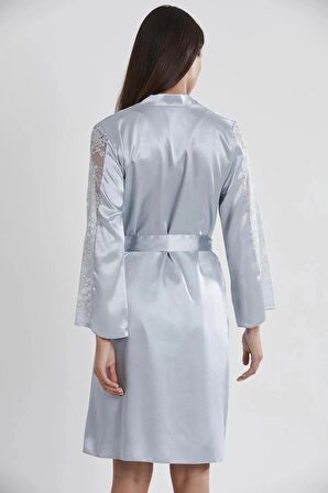 Pierre Cardin Saten Dantelli Gecelik ve Sabahlık Takımı 4025 - Mist