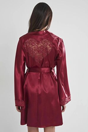 Pierre Cardin Saten Dantelli Gecelik ve Sabahlık Takımı 4090 - Bordo