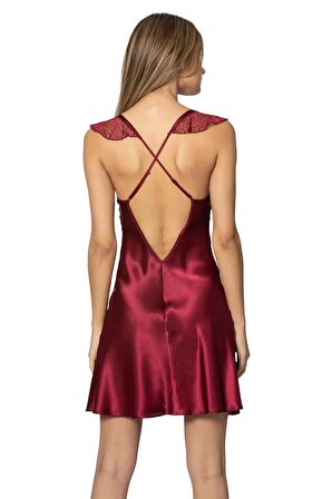 Pierre Cardin Saten Dantelli Gecelik ve Sabahlık Takımı 4240 - Bordo