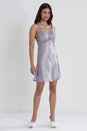 Pierre Cardin Saten Dantelli Gecelik 605 - Royal