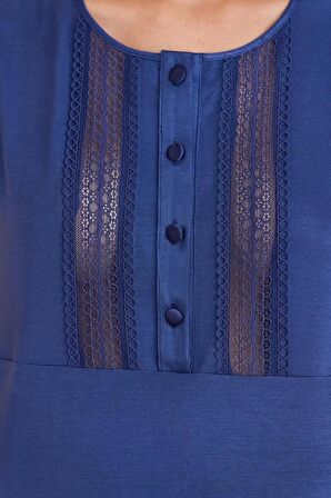 Pierre Cardin Dantelli Penye 3'lü Kadın Pijama Takımı 2800 - Lacivert