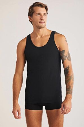 Kom Scott Askılı 2'li Basic Erkek Atlet - Siyah