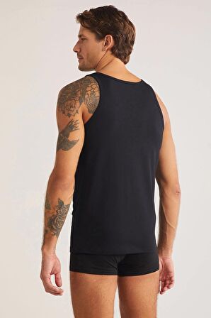 Kom Scott Askılı 2'li Basic Erkek Atlet - Siyah