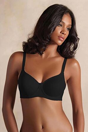 Yeni İnci 1950 Balenli Toparlayıcı Basic Sütyen - Siyah