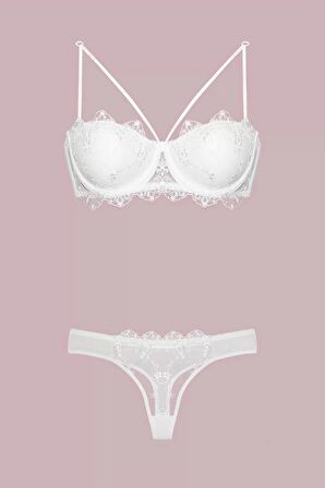 Nurteks Destekli Straplez Ekru Sütyen Takımı 4591