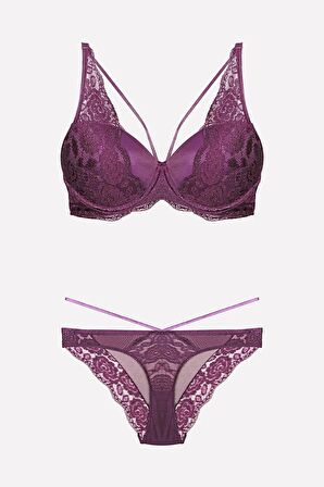 Nurteks Destekli Mor Sütyen Takımı 4426