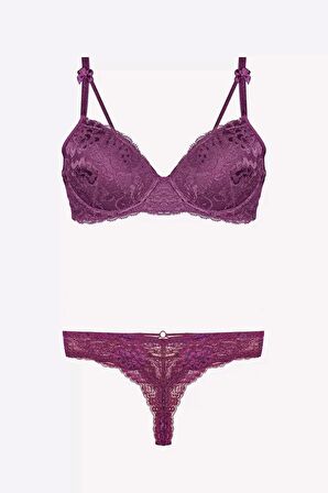 Nurteks Destekli Mor Sütyen Takımı 4430