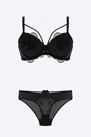 Nurteks Destekli Siyah Sütyen Takımı 4485