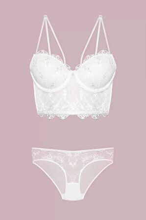 Nurteks Destekli Ekru Sütyen Takımı 4491