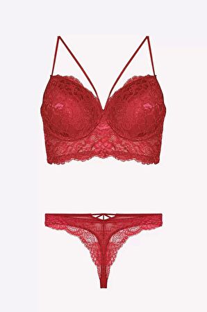 Nurteks Desteksiz Bordo Sütyen Takımı 4330