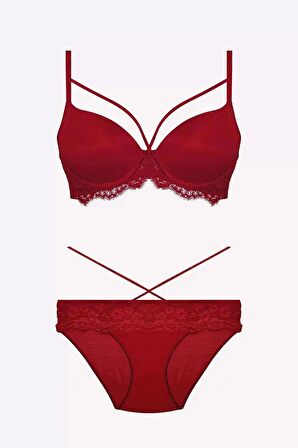 Nurteks Desteksiz Bordo Sütyen Takımı 4618