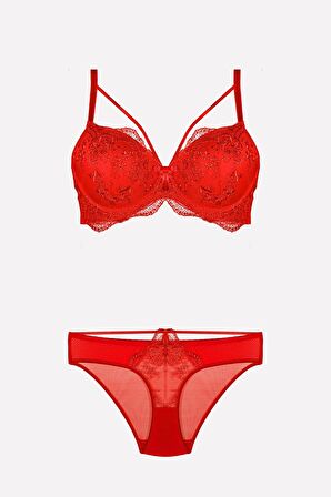 Nurteks Destekli Kırmızı Sütyen Takımı 4485
