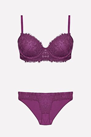 Nurteks Destekli Mor Sütyen Takımı 4487