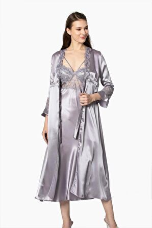 Pierre Cardin 6'lı Saten Gecelik Sabahlık Takım Çeyiz Seti 6025 - Royal