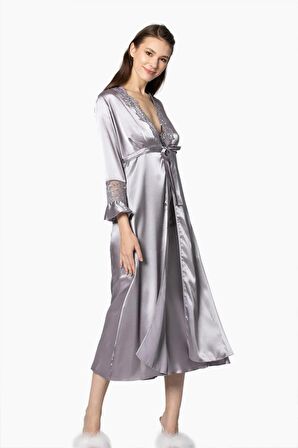 Pierre Cardin 6'lı Saten Gecelik Sabahlık Takım Çeyiz Seti 6025 - Royal