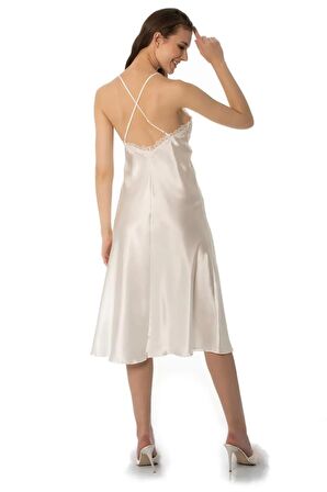 Pierre Cardin 6'lı Saten Gecelik Sabahlık Takım Çeyiz Seti 6960 - Ekru