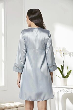 Pierre Cardin 6'lı Saten Gecelik Sabahlık Takım Çeyiz Seti 6010 - Mist