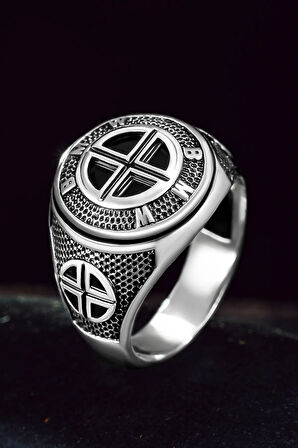 Erkek Gümüş Yüzük - BMW Logolu 925 Ayar Erkek Yüzük