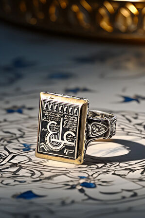 Erkek Hz Ali Tılsımı Dua Lazer İşlemeli 925 Ayar Gümüş Yüzük