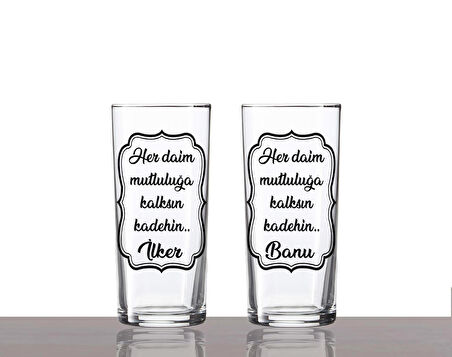 Kişiye Özel Sözlü ve İsimli 2'li Rakı Bardağı