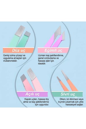 Seyahat Çantalı 6 Parçalı Profesyonel Kaş Cımbızı Seti - Batık Tüyler İçin Makaslı ve Aynalı Paslanmaz Çelik Kaş Cımbızı (Pembe)