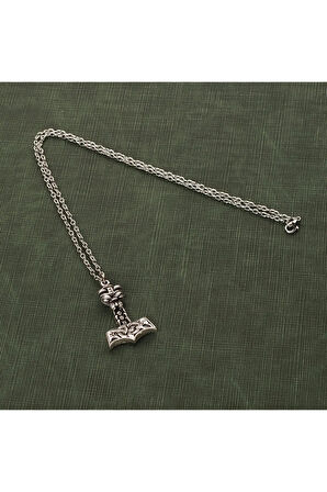 Erkek Gri Scandinavian Mjollnir Vikingler  Kolye