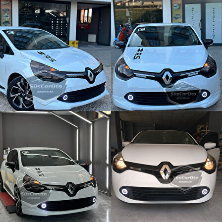 Renault Clio 4 2012-2020 Uyumlu Üniversal Mercekli Angel Sis Farı Metal Su Geçirmez 76 mm Sarı Halkalı Gündüz Farı Angel Eyes 2 Adet