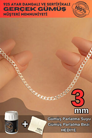 Kadın Kolye 925 Ayar 3mm Gümüş Gurmet Model Kadın Gümüş Kolye