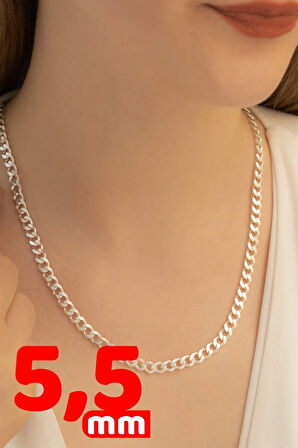 Kadın Kolye - 925 Ayar Gümüş - 5.5mm Gurmet Model Kadın Gümüş Kolye