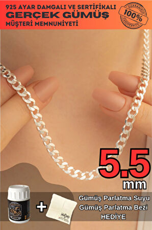 Kadın Kolye - 925 Ayar Gümüş - 5.5mm Gurmet Model Kadın Gümüş Kolye