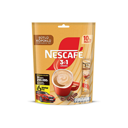 Nescafe 3 ü 1 Arada Sütlü Köpüklü 10'lu Ekonomik Paket X 4 Adet