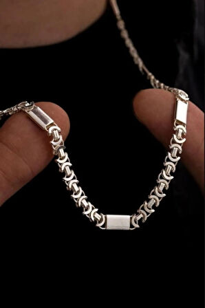 erkek Gümüş Kolye- 5.5mm Parçalı Parlak Euro Kral Gümüş Kolye