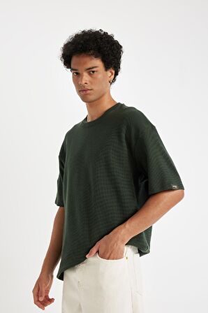 DeFacto Comfort Fit Bisiklet Yaka Kısa Kollu Waffle Tişört B4443AX24AUKH225