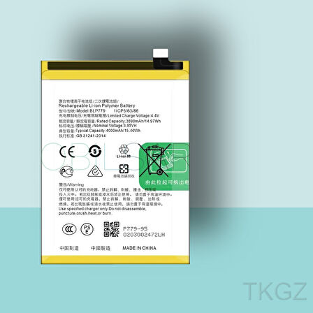 Tkgz - OPPO A93 -4G- BLP-779 - Batarya Pil Orijinal Sıfır