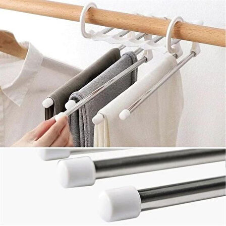 caselka®  Hareketli Dolap İçi Pantolon Kravat Şal Askı Sistemi Düzenleyici Katmanlı Askılık Organizer