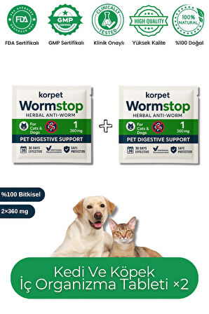 Kedi Köpek Iç Dış organizma 2'li Tablet Paketi Bitkisel Formül