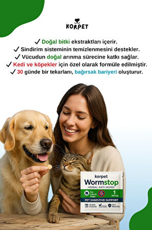 Kedi Köpek Iç Dış organizma 2'li Tablet Paketi Bitkisel Formül