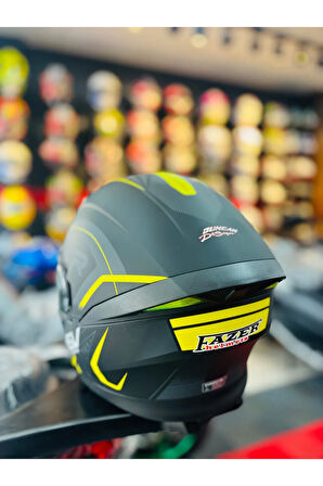 FAZER MATT BLACK GREY YELLOW ÇENE AÇILIR GÜNEŞ VİZÖRLÜ MOTOSİKLET KASKI