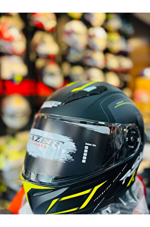 FAZER MATT BLACK GREY YELLOW ÇENE AÇILIR GÜNEŞ VİZÖRLÜ MOTOSİKLET KASKI