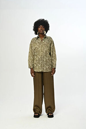 KADIN KARIŞIK DESENLİ ÇİFT CEPLİ GÖMLEK