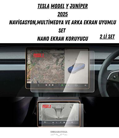 Tesla Model Y Juniper Multimedya ve Arka Ekran Set Nano Ekran Koruyucu