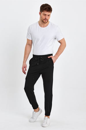 Erkek Lastikli Kargo Cepli Jogger Lacivert Pantolon