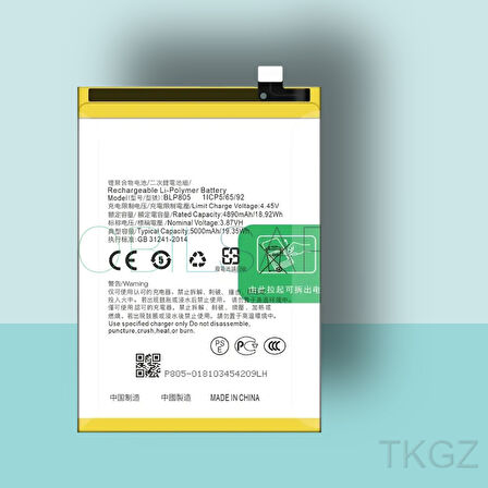 Tkgz - OPPO A16 - BLP-805 - Batarya Pil Orijinal Sıfır