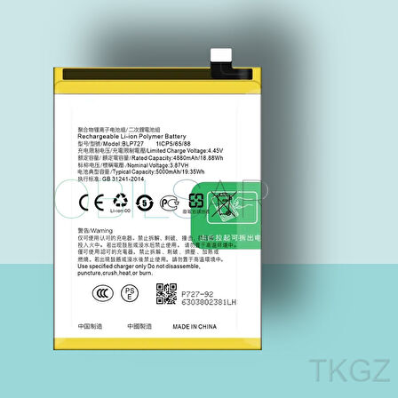 Tkgz - OPPO A5 2020 - BLP-727 - Batarya Pil Orijinal Sıfır